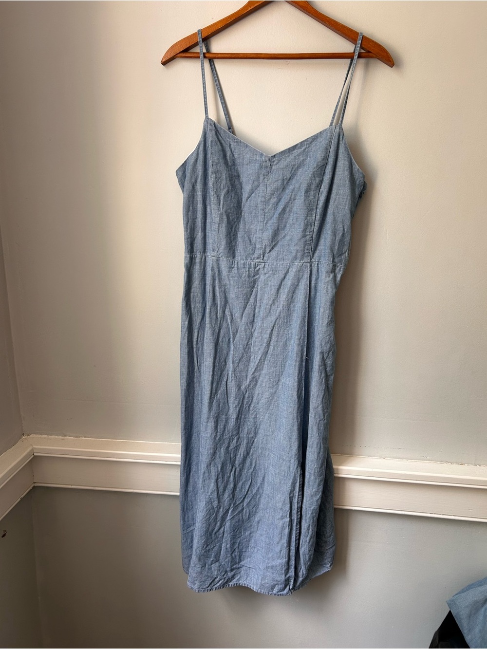J Crew Dress Womens 10 Midi Chambray Blue Summer Coastal Classic Preppy